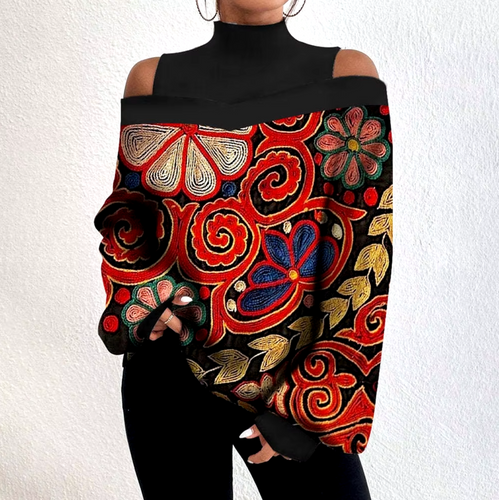 Heidi-Mode | Off-Shoulder-Bluse mit Rollkragen für Damen