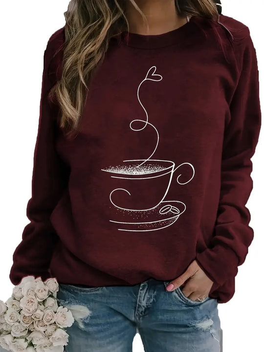 Heidi-Mode | Gemütliches Kaffee Grafisch Sweatshirt