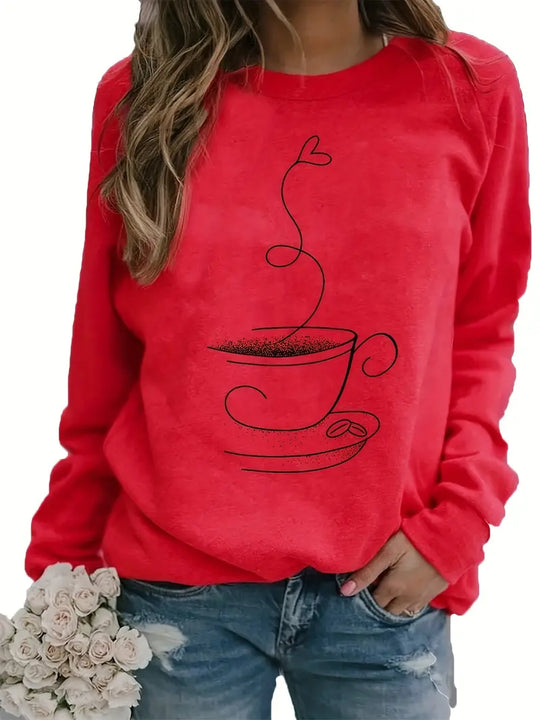 Heidi-Mode | Gemütliches Kaffee Grafisch Sweatshirt