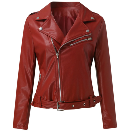 Heidi-Mode | jacke Damen Biker Modell mit Gürtel und Reißverschlussdetails