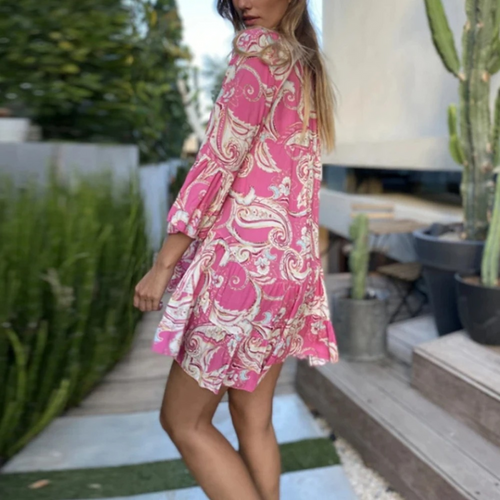 lichte strandjurk met bloemenprint