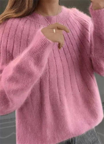 Gestrickter, flauschiger Kaschmirpullover für Damen