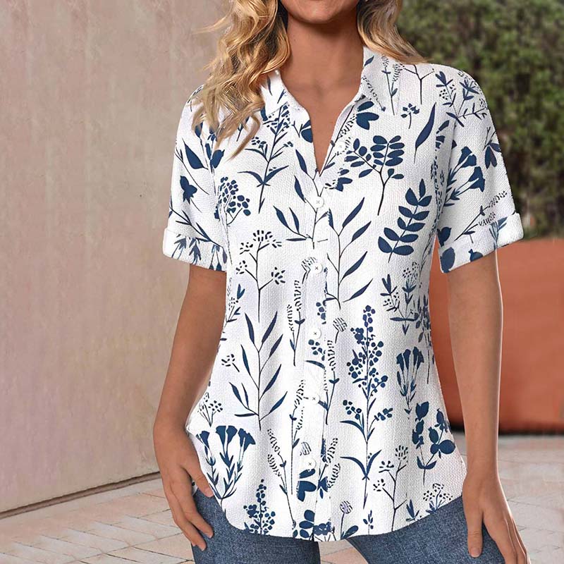 Heidi-Mode | Freizeitbluse mit Blätterdruck