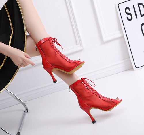 Heidi-Mode | Rote Moderne Hohe Lateintanzschuhe