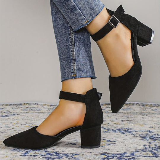 Heidi-Mode | Damen Sandalen mit Blockabsatz Schnürung, mit Knöchelriemen, Elegant