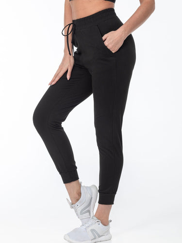 Heidi-Mode | Hoch Elastische Unifarbene Damen Laufhose mit Tasche