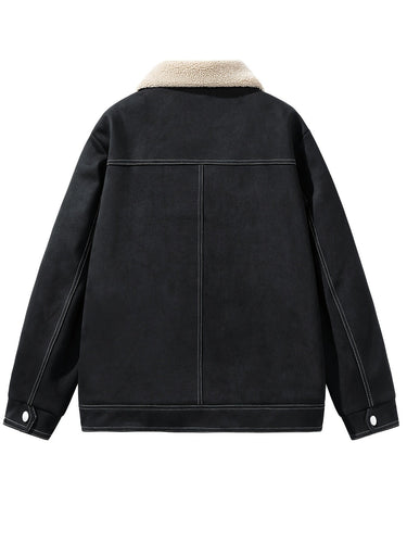 Heidi-Mode | Schwarze Fleece Warme Jacke für Herren