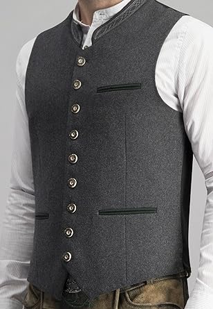 Heidi-Mode - Elegante Herren Trachtenweste Grau Traditionell
