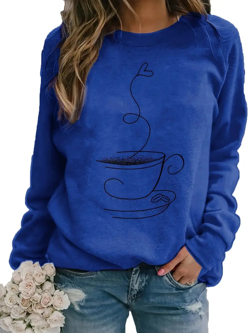 Heidi-Mode | Gemütliches Kaffee Grafisch Sweatshirt