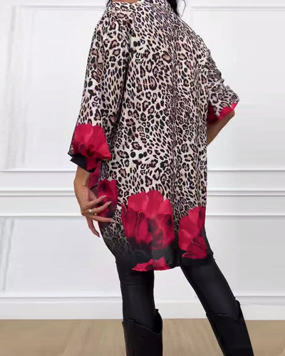 Heidi-Mode | Hemd mit Leopardenmuster und Rosen