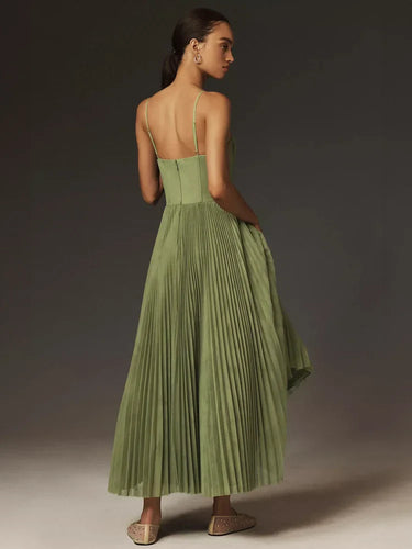 Ausgestelltes Midikleid mit plissiertem Tüll-Bustier
