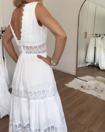 Damenkleid mit weißer Spitze