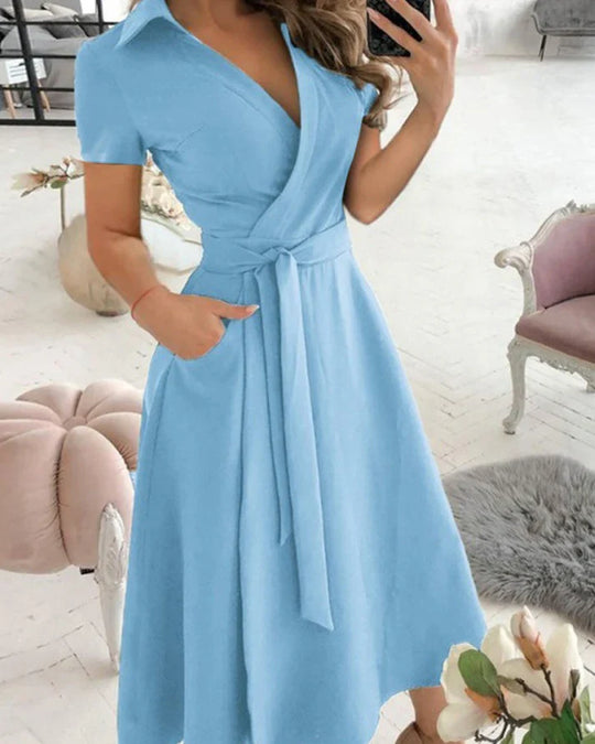 elegantes v-ausschnitt midikleid für damen