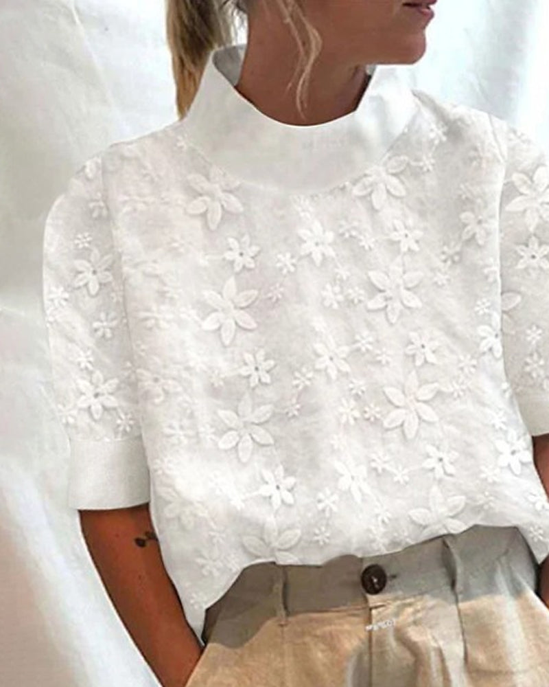 Heidi-Mode | Trending Baumwollbluse mit Stehkragen