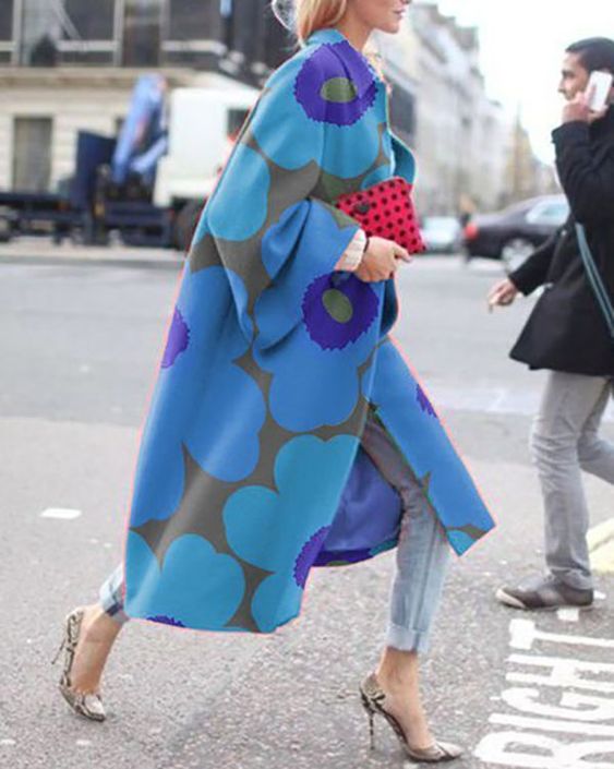 Heidi-Mode | Bedruckter Langer Mantel