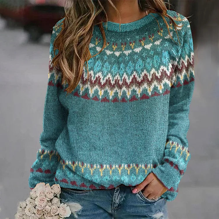 Heidi-Mode | Retro-Wellenmuster-Pullover