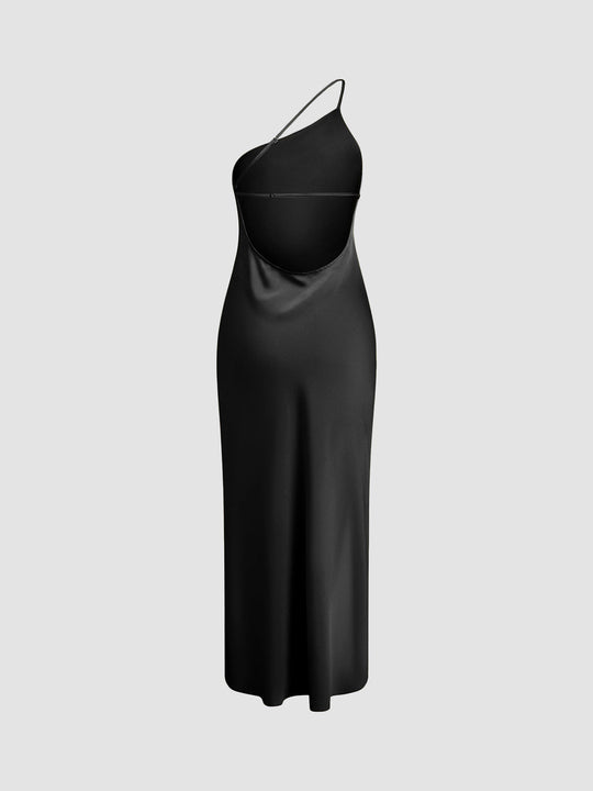 Lange satin Kleid mit Schlitzen am Rücken