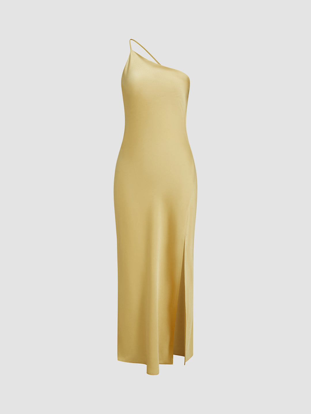 Lange satin Kleid mit Schlitzen am Rücken