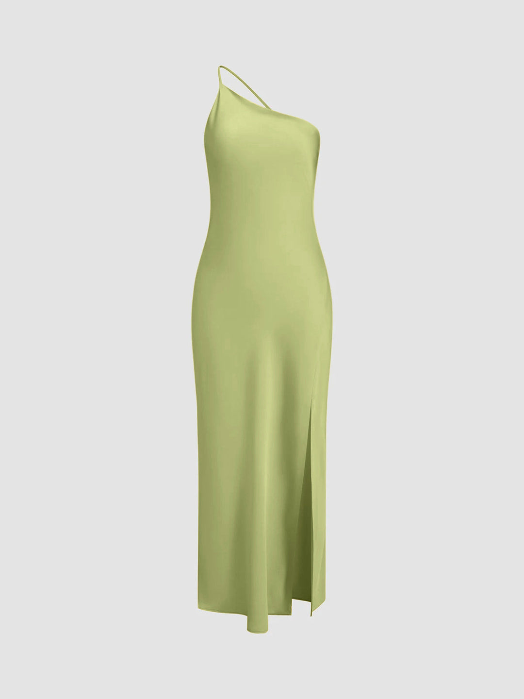 Lange satin Kleid mit Schlitzen am Rücken