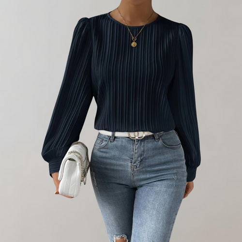 Heidi-Mode | Damen Elegante Plissee Bluse mit Ballonärmeln und Hochwertiger Verarbeitung