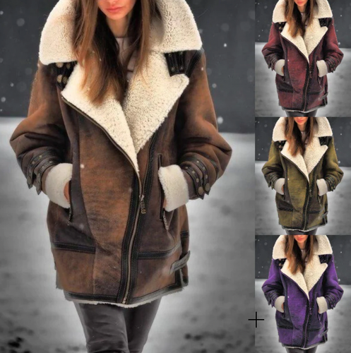 Heidi-Mode | Gepolsterte Kunstlederjacke mit warmem Plüschfutter