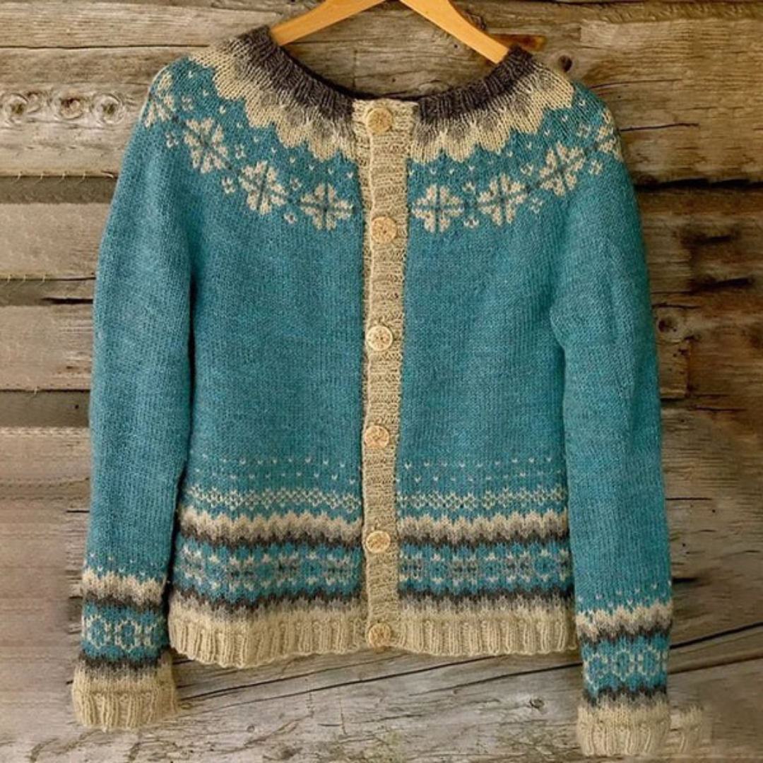 Heidi-Mode | Gemütlicher Knopf-Oben Fair Isle Cardigan