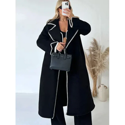 Heidi-Mode | Stylischer Schwarzer Langer Mantel
