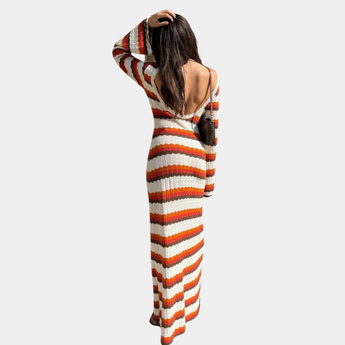 Heidi-Mode | Stilvolles, Gestreiftes Strickkleid Für Frauen