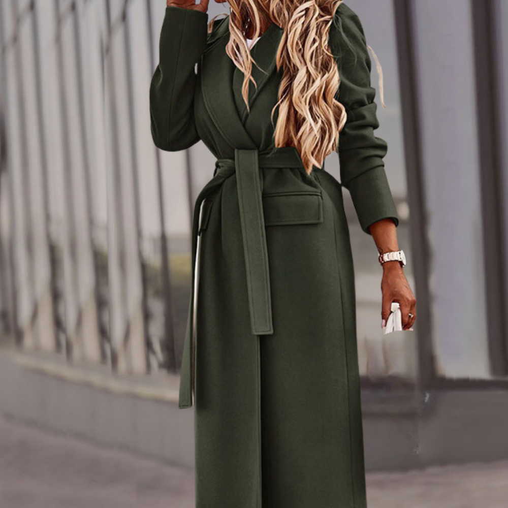 Heidi-Mode | Damen Eleganter Mantel Mit Gürtel