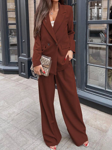 Heidi-Mode | Damenanzüge Hosenanzug Blazer Zwei Teile Büro mit Eleganten Knöpfen Oversize Herbst