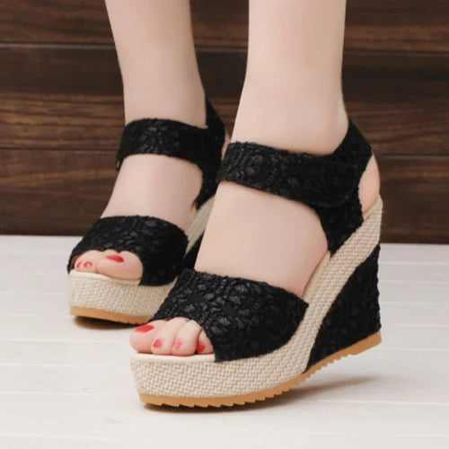 Sandalen Mesh Peep Toe Platform Hoge Hak