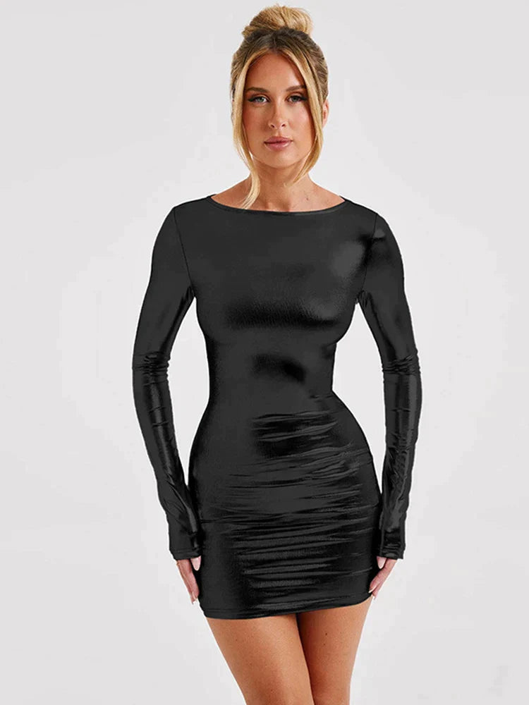 metallic bodycon mini-kleid