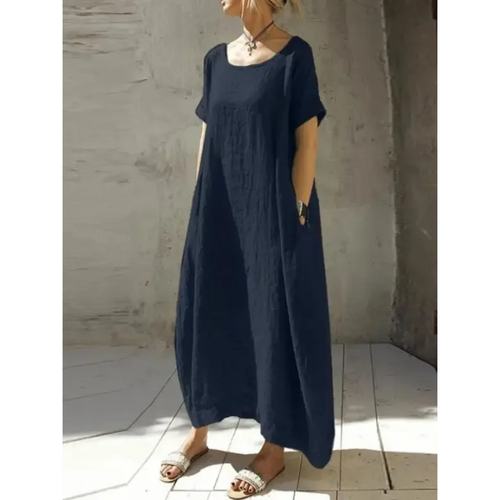 Heidi-Mode | Einfache Baumwoll Atmungsaktive Leinenkleid