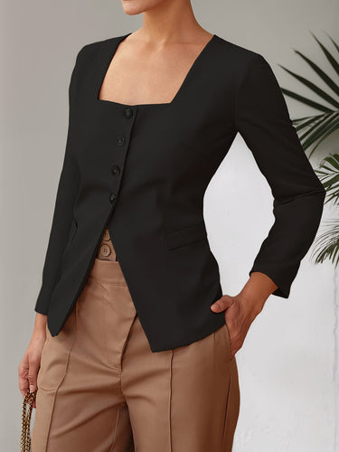 Heidi-Mode | Elegante Taillierte Blazer mit Quadratischem Ausschnitt
