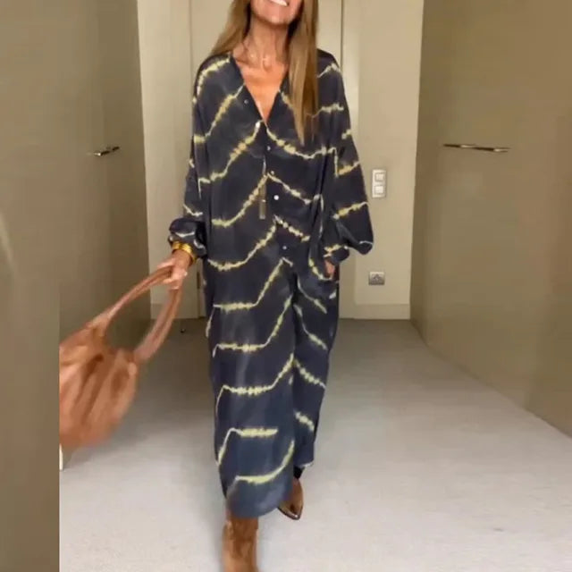 Boho lange Kleid mit gestreiftem Druck