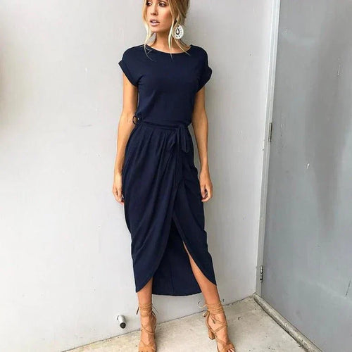 Heidi-Mode | Modetrends Frauen Kleid Midi Schlitz Elegant