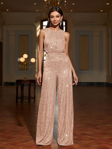 Heidi-Mode | Elegante Glänzende Jumpsuit mit Pailletten für Festliche Abende