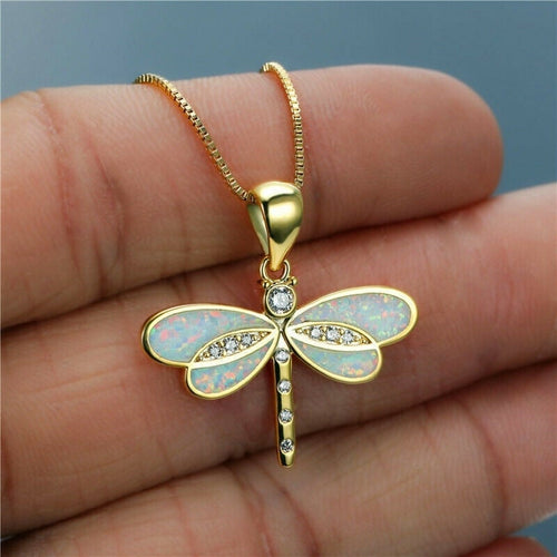 Goldene Halskette mit Opal für Damen