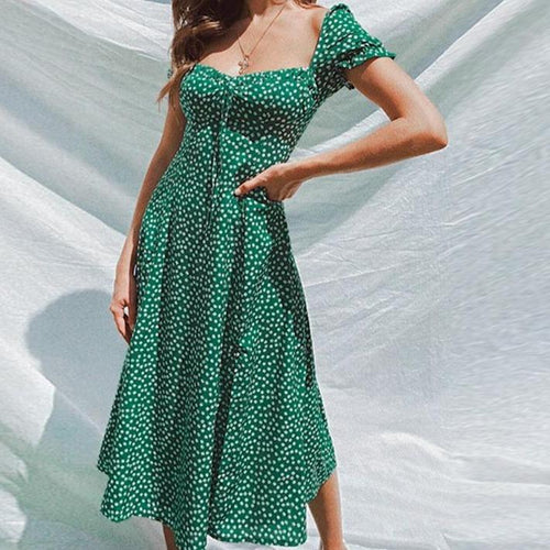 Heidi-Mode | Midi Kleid Sommer Festlich Floral mit Ausschnitt für Damen
