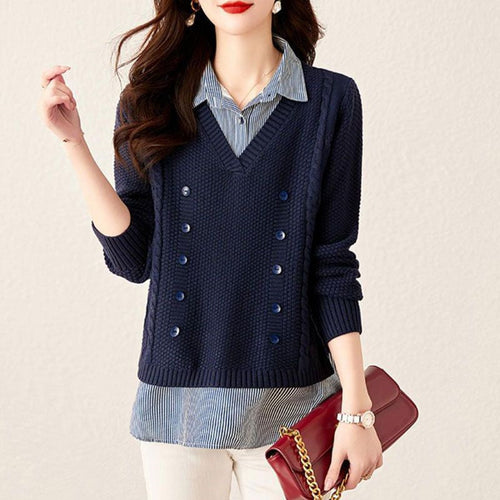Heidi-Mode | Sweater Damen Zweiteilig Gestrickter Pullover