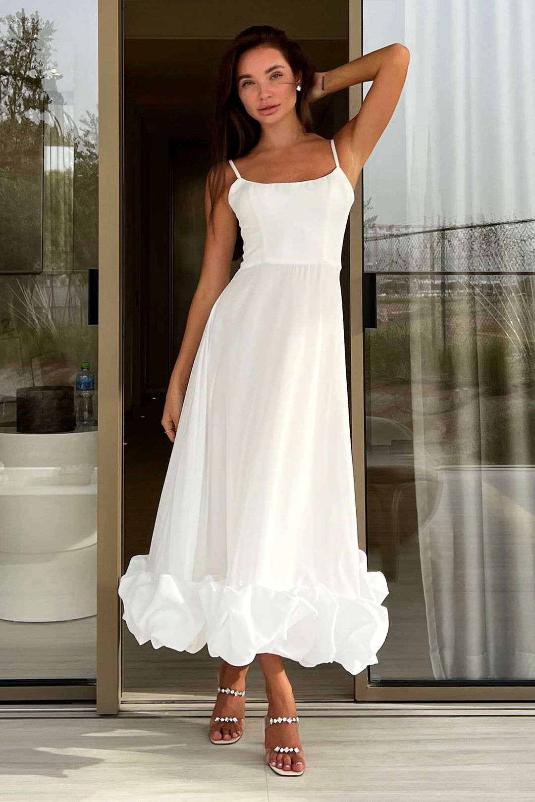 Midi-Kleid mit Korsett und Fransen