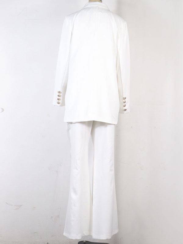 Damen Zweiteiliges Hosenanzug-Set, Büro-Blazer, zweireihig, Reverskragen, Langarm, elegant