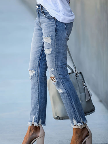 Heidi-Mode | Trendy Ripped Jeans mit Hoher Taille und Geraden Beinen