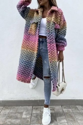 Heidi-Mode | Mehrfarbener Tweed-Mantel mit Taschen