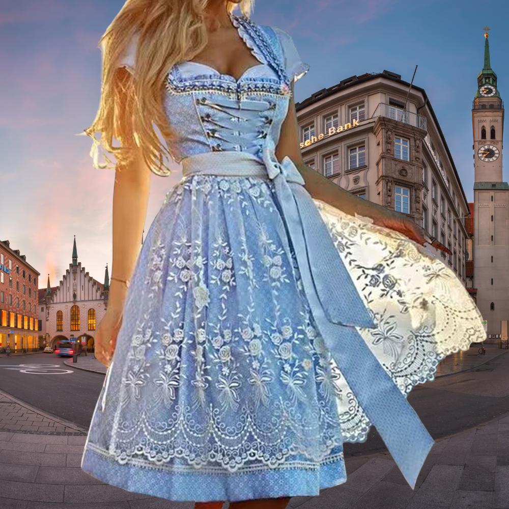 Heidi-Mode | Wunderschöne Deluxe Tracht Einzigartige Damen Tracht mit Schürze und Bluse