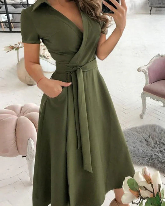 elegantes v-ausschnitt midikleid für damen