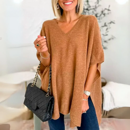 Elegantes Poncho-Shirt mit V-Ausschnitt