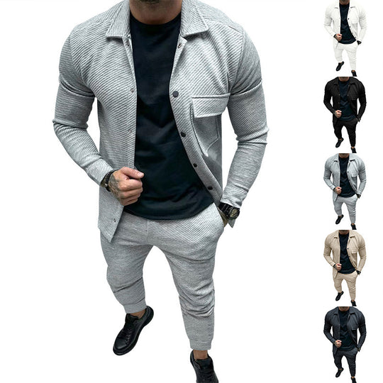 Herren elegantes Freizeitanzug mit modischem Streifenmuster Heidi-Mode