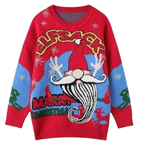 Damen festlicher Pullover mit Weihnachtsmotiv und Rundhalsausschnitt Heidi-Mode