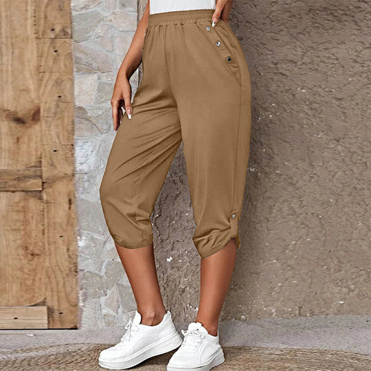 Damen sportliche Freizeithose mit elastischem Bund und praktischen Seitentaschen Heidi-Mode